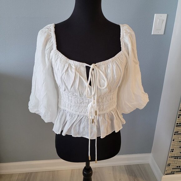 NWT Revolve MINKPINK WHITE NORAH TOP TIE FRONT - Picture 16 of 16